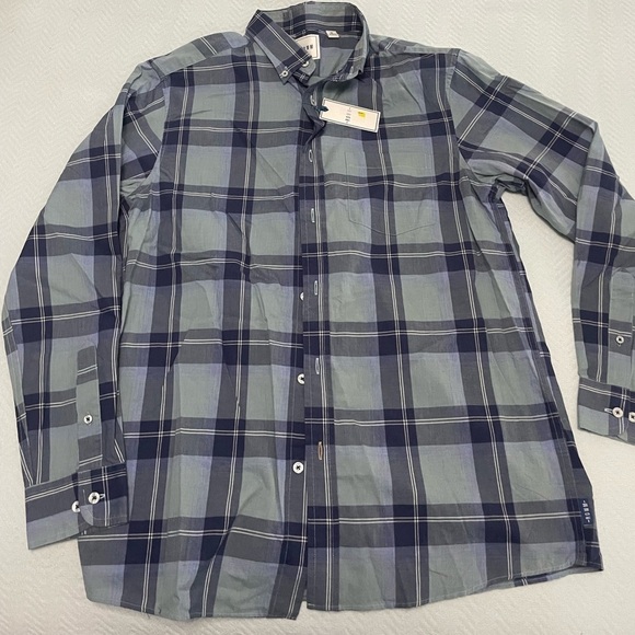ROWM Other - New W/Tags ROWM Mens Long Sleeve Button Down Shirt GreenPlaid Sz MD 100% Cotton